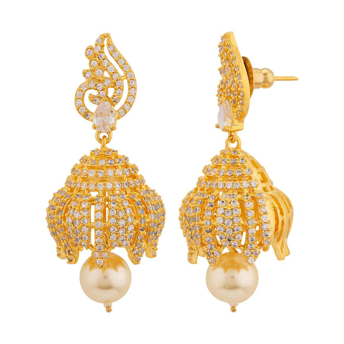 Yellow Gold Plated Brass Earrings - Image 4