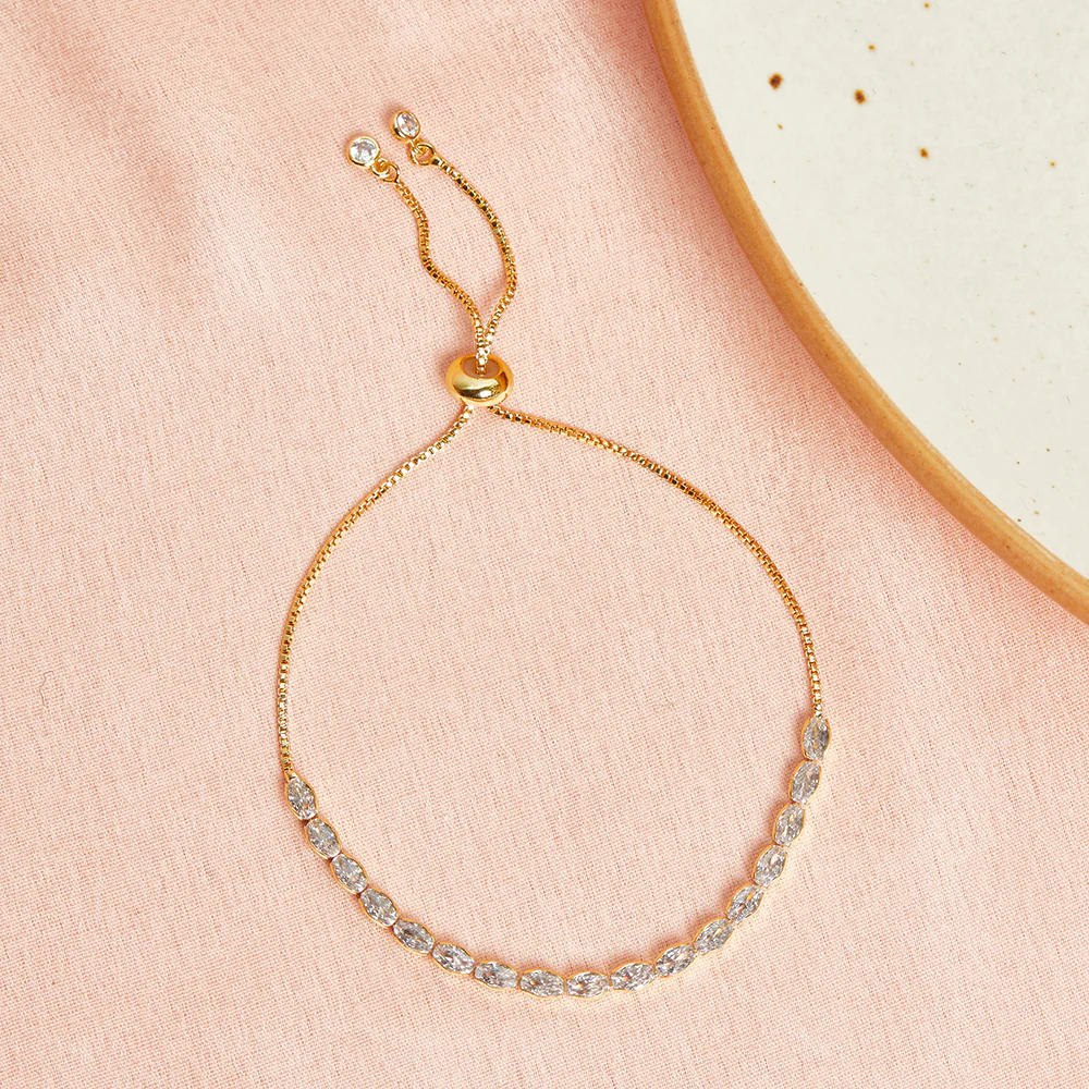 Yellow Gold Plated CZ Adorned Brass Bracelet