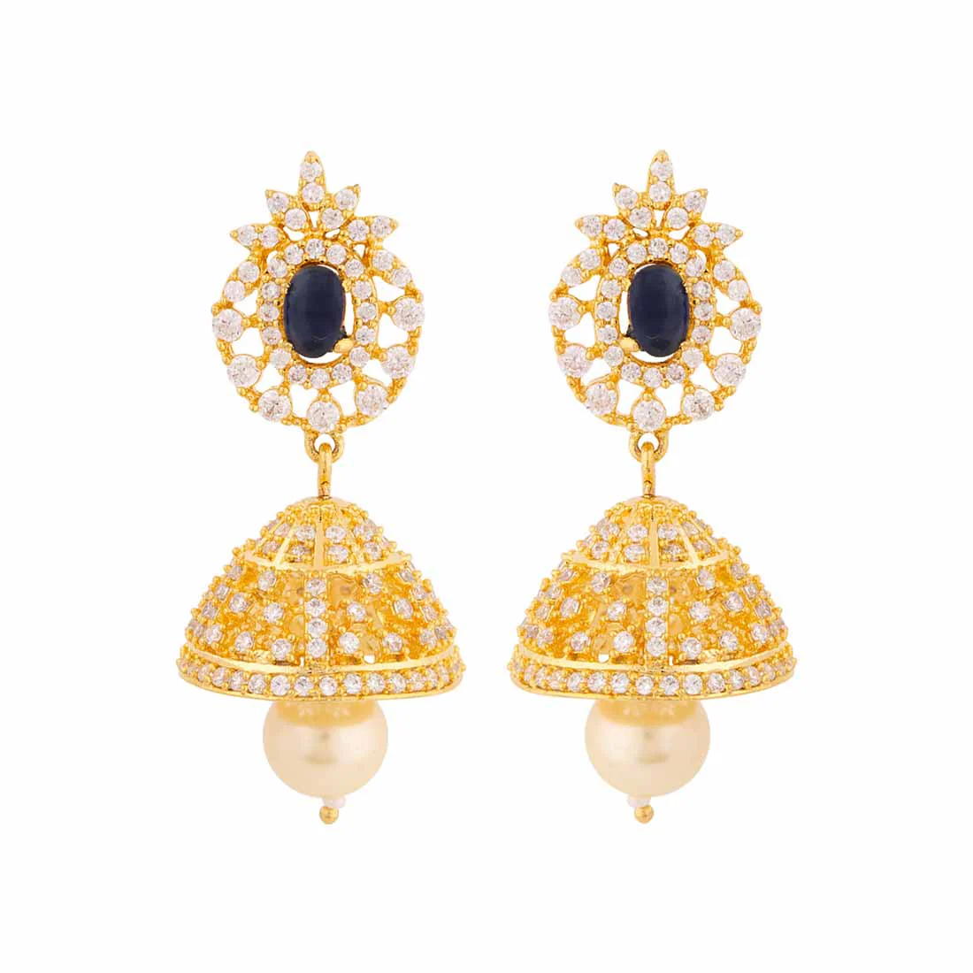 Yellow Gold Plated Ethnic Earrings - Image 3