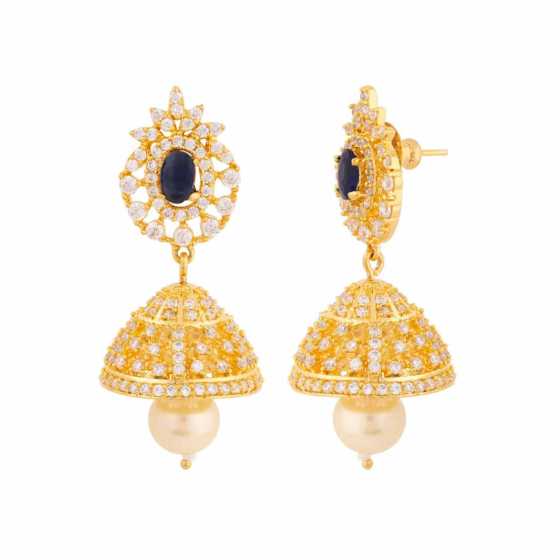 Yellow Gold Plated Ethnic Earrings - Image 4