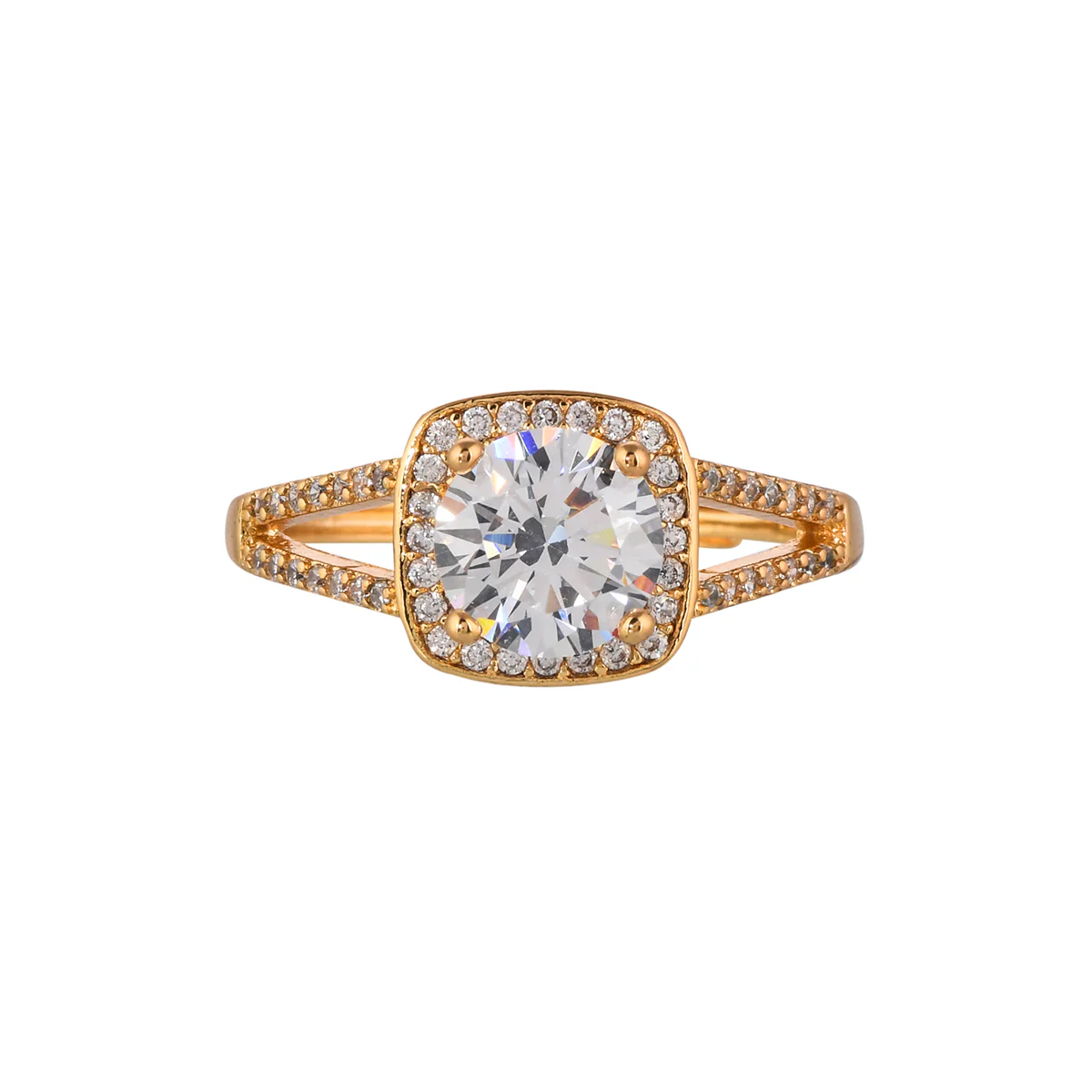 Yellow Gold Plated Large Zircon Adorned Ring - Image 3