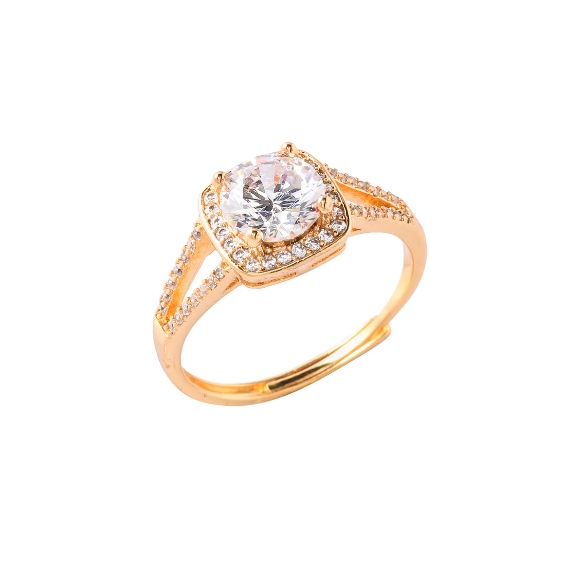 Yellow Gold Plated Large Zircon Adorned Ring - Image 4