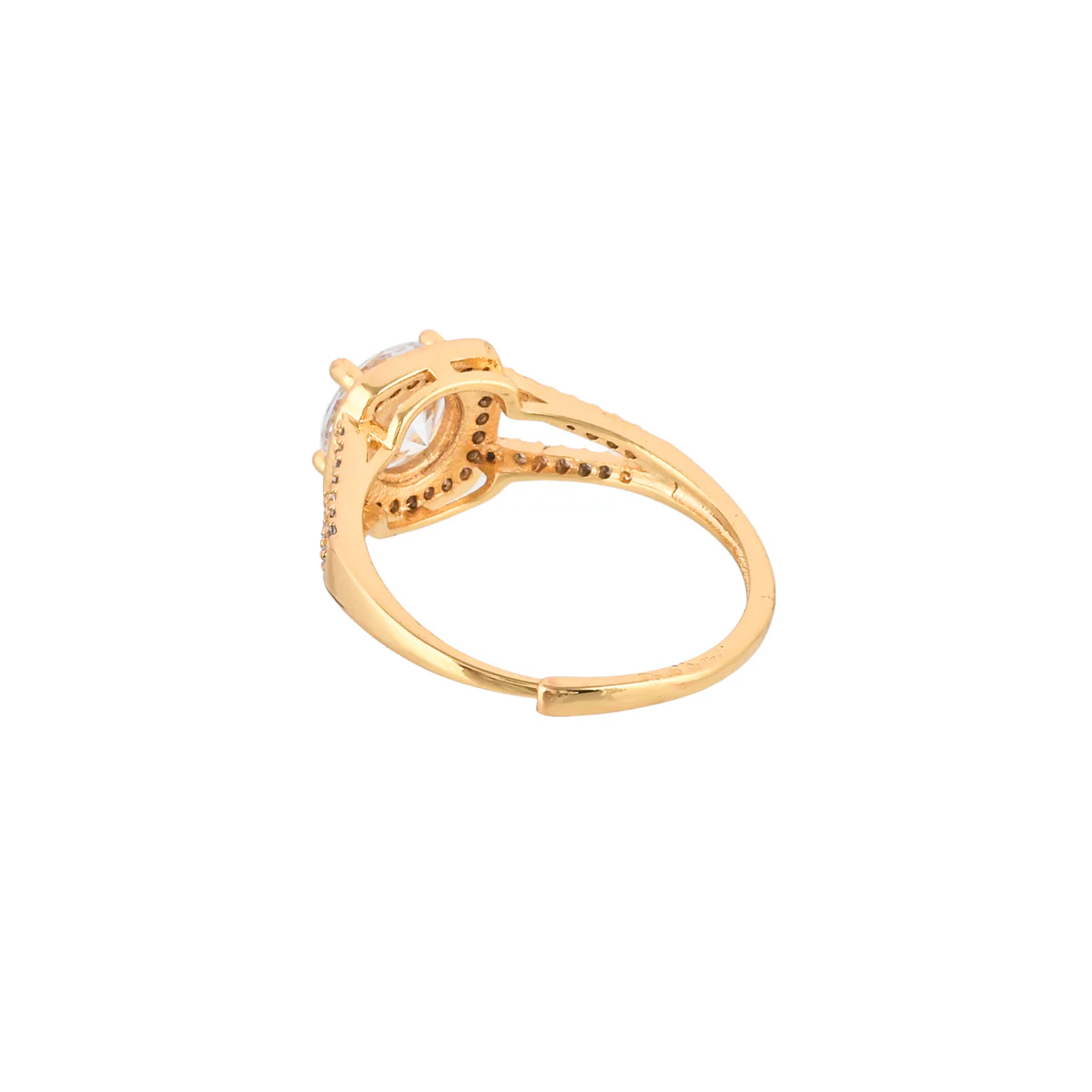 Yellow Gold Plated Large Zircon Adorned Ring - Image 5