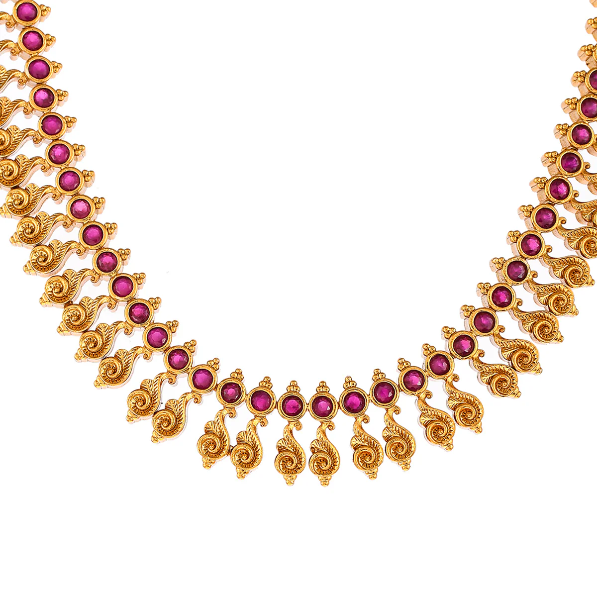 Yellow Gold Plated Pearl Beads Traditional Jewellery Set - Image 4