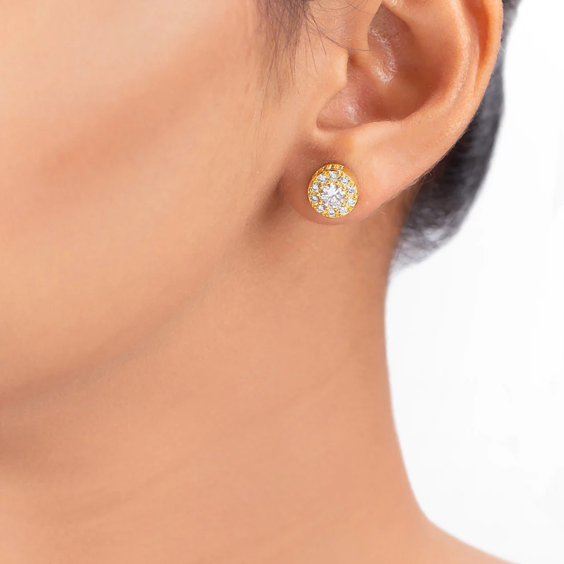 Yellow Gold Plated Stud Earrings - Image 2
