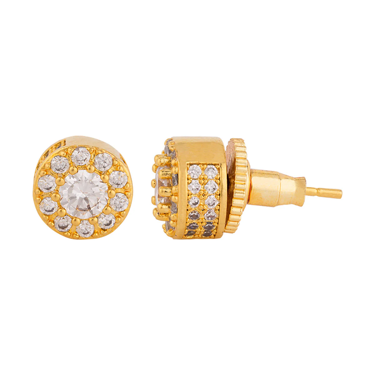 Yellow Gold Plated Stud Earrings - Image 4