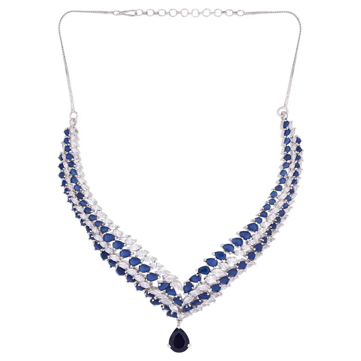 Zircon Embellished Brass Necklace Set - Image 4