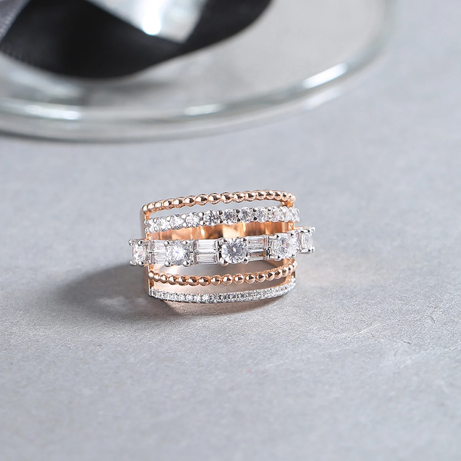 Zircon Gems Adorned Band Ring