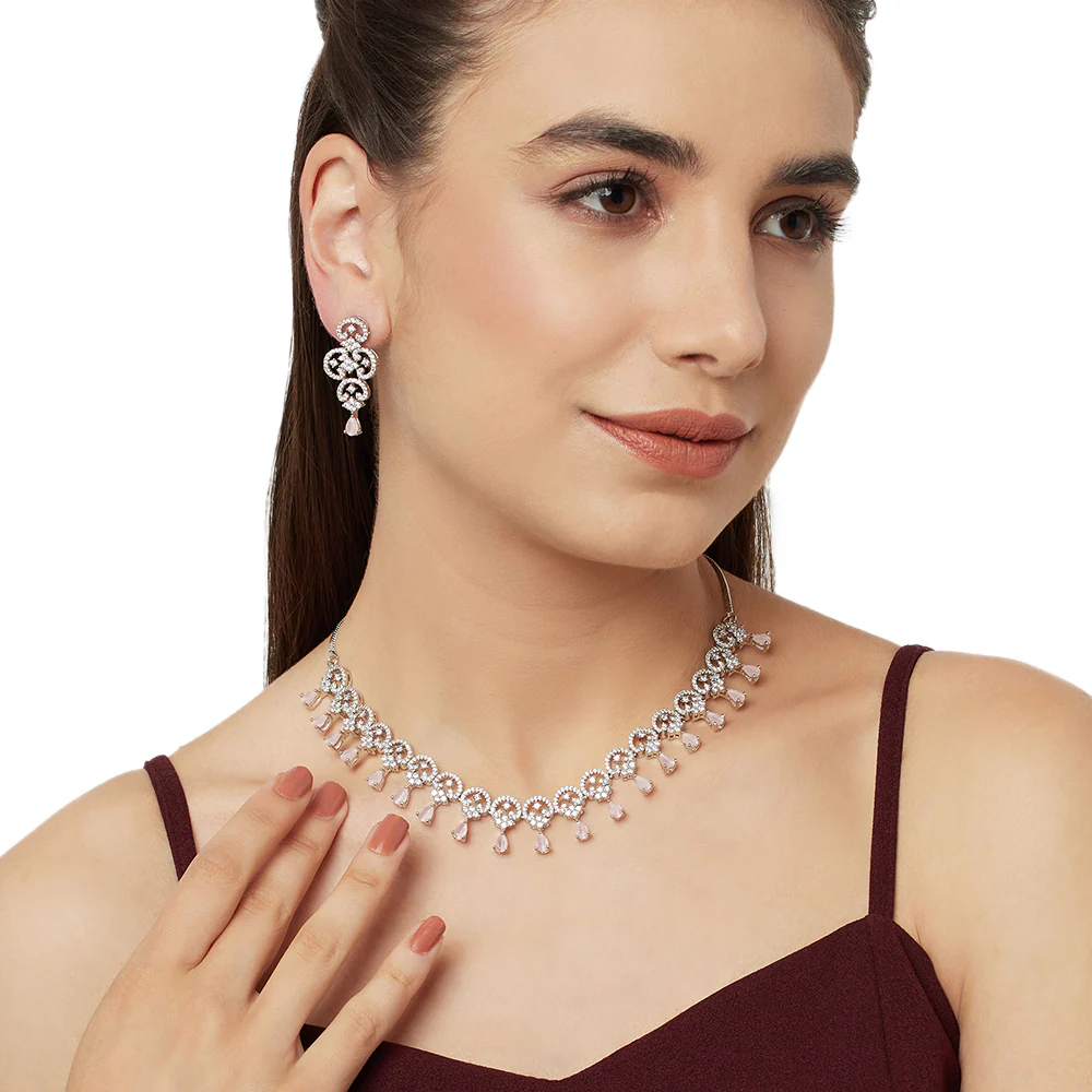 Zircon Gems Adorned Necklace Set - Image 2