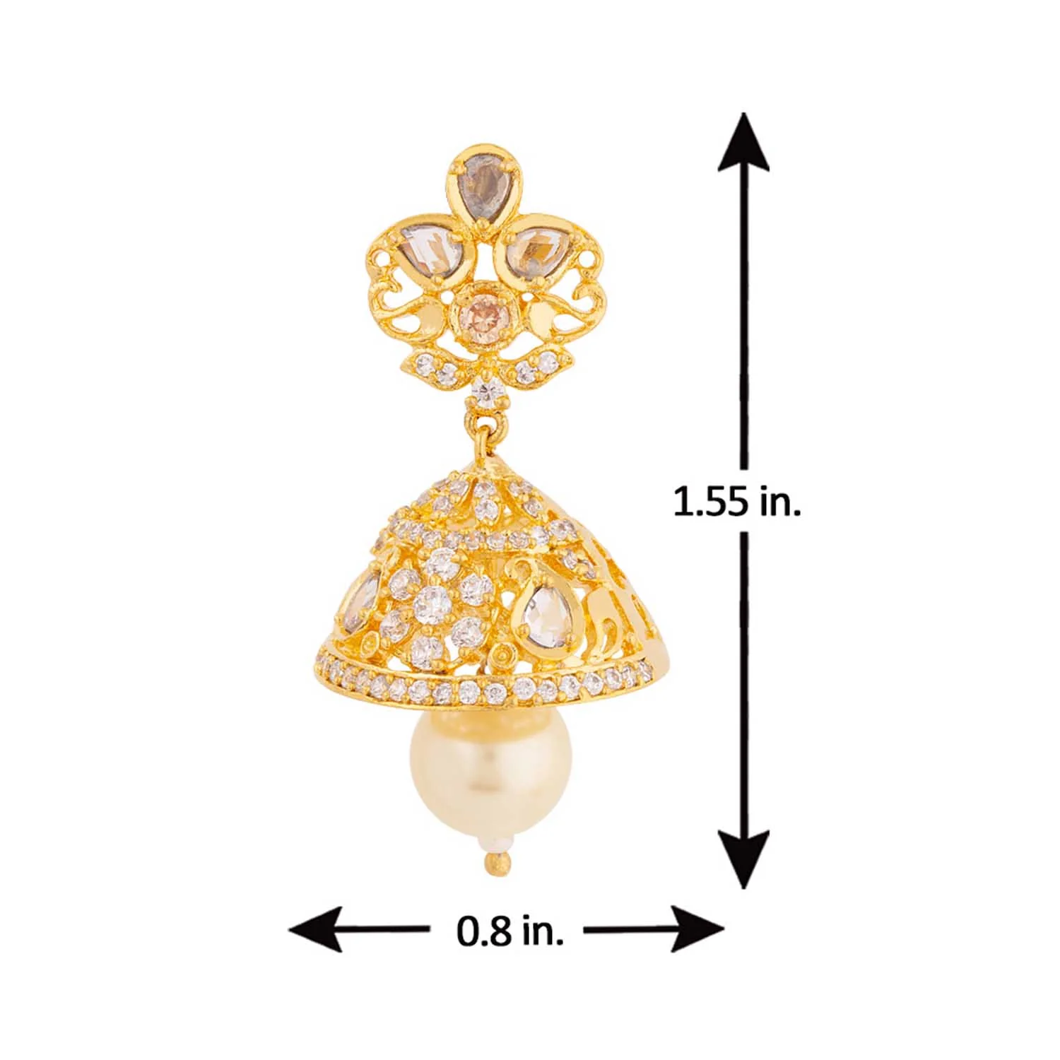 Zircon Gems and Faux Pearls Earrings - Image 5