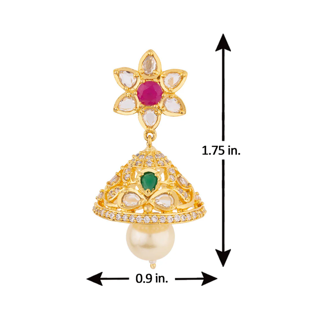 Zircon Gems and Floral Motifs Earrings - Image 5