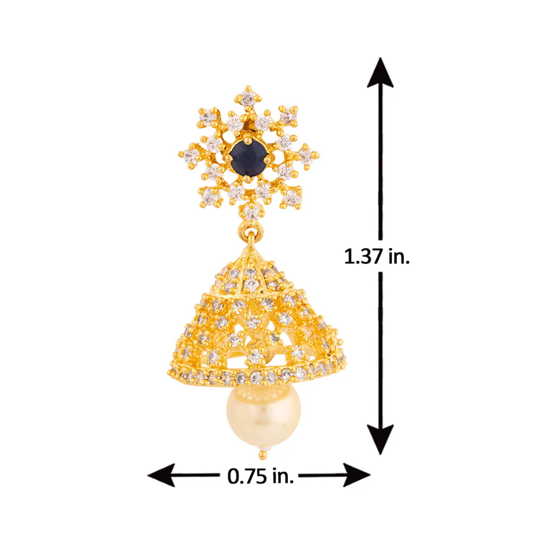 Zircon Gems Embellished Jhumka Earrings - Image 5