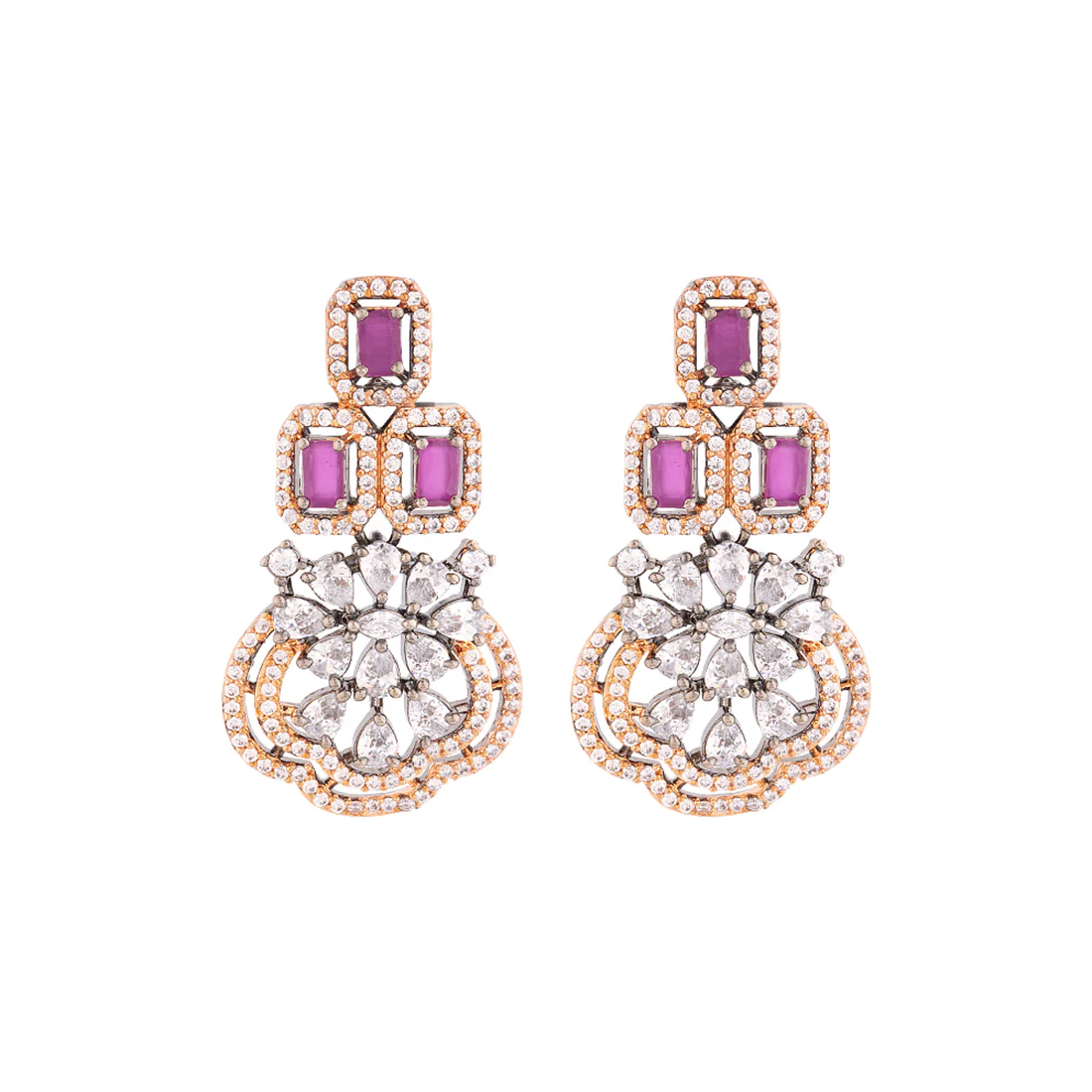 Zircon Gemstones Adorned Cocktail Earrings - Image 3