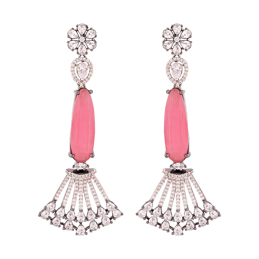 Zircon Gemstones Embellished Cocktail Earrings - Image 3