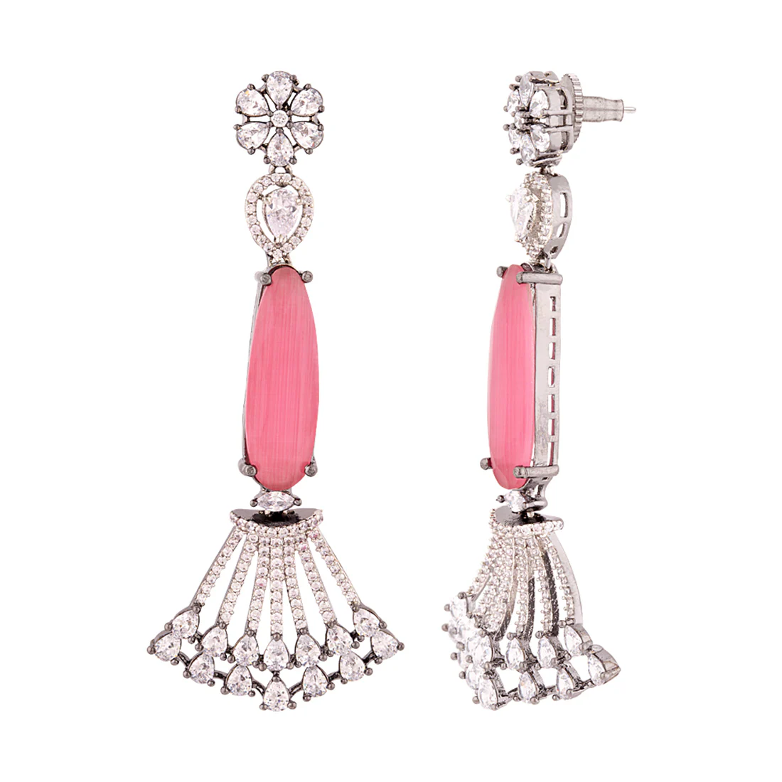 Zircon Gemstones Embellished Cocktail Earrings - Image 4