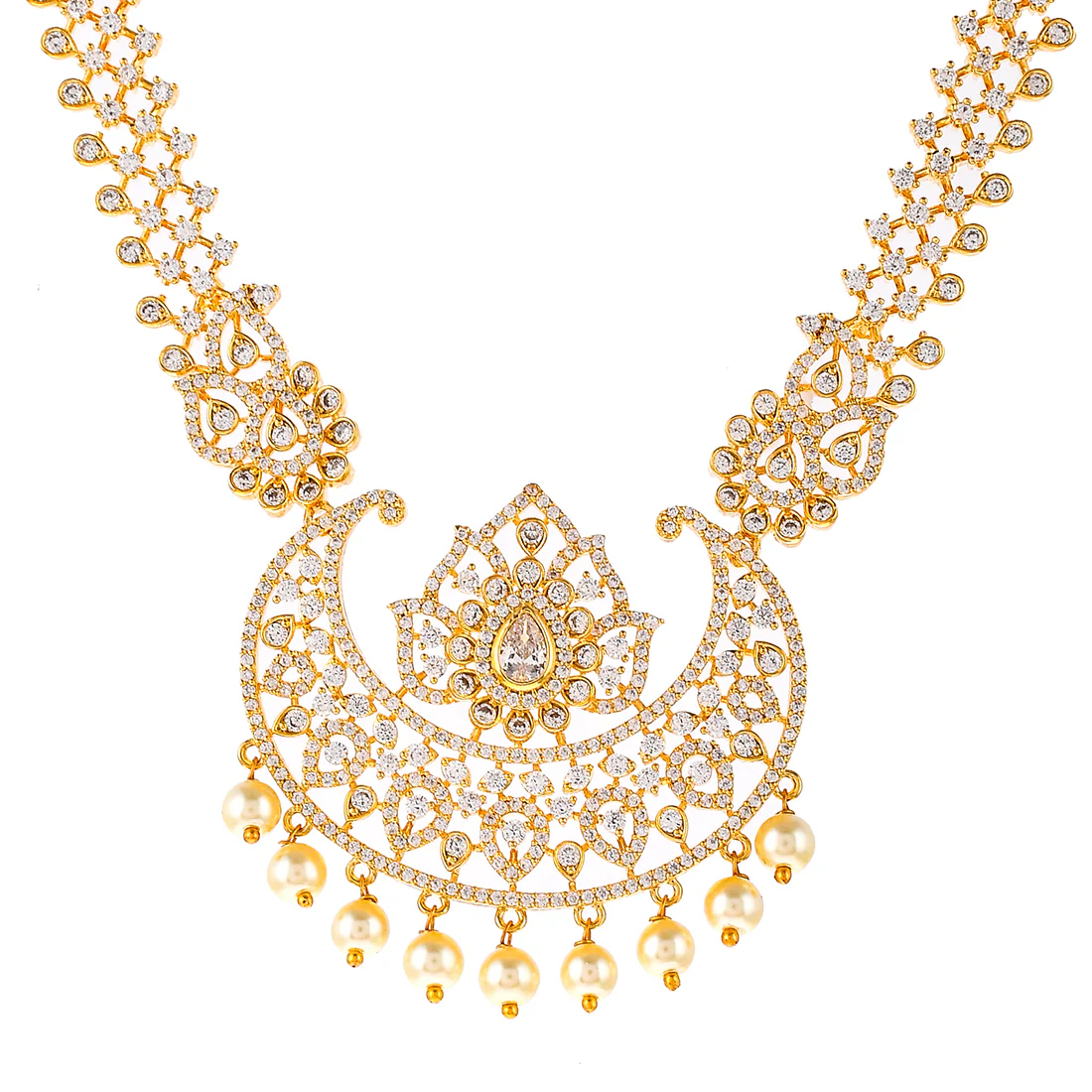 Zircons and Pearl Beads Opulent Jewellery Set - Image 4