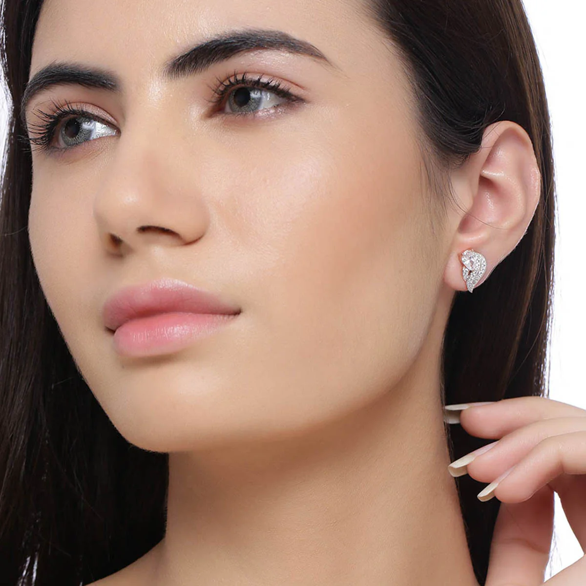 Zircons Embellished Brass Earrings - Image 2