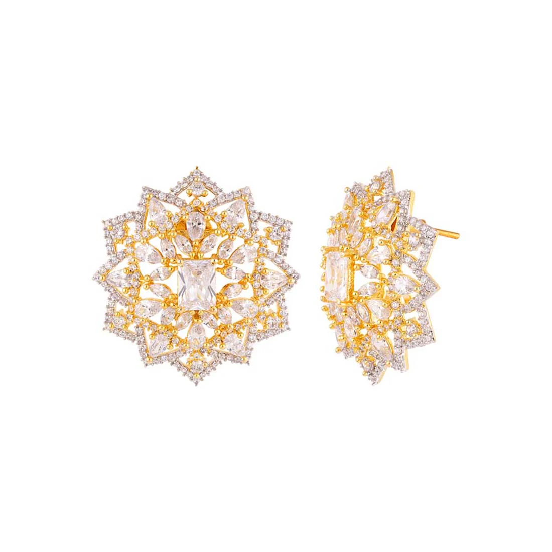 Zircons Embellished Stud Earrings - Image 4