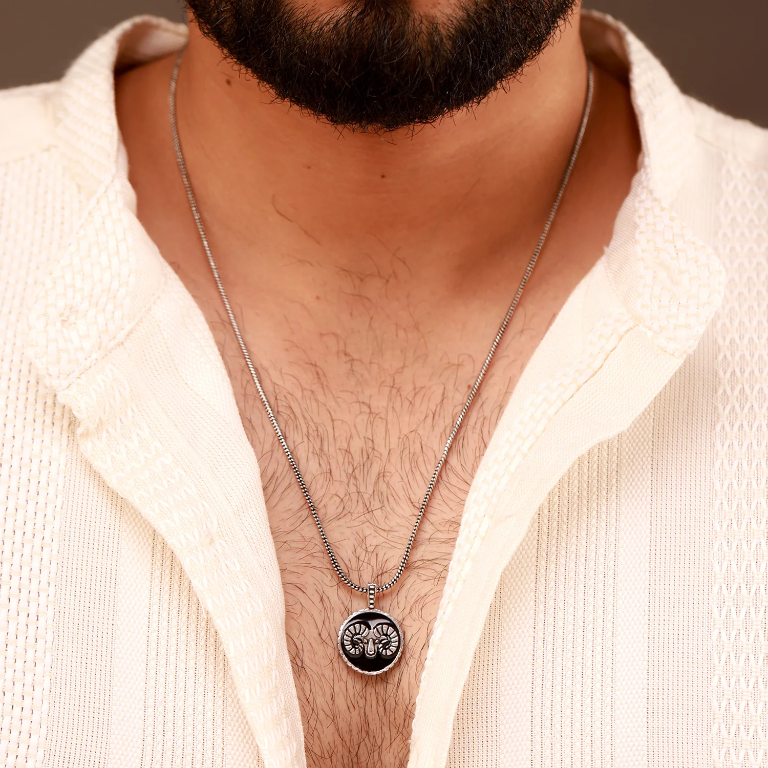 Evil Eye Aries Zodiac Black Oxidised Pendant - Image 3