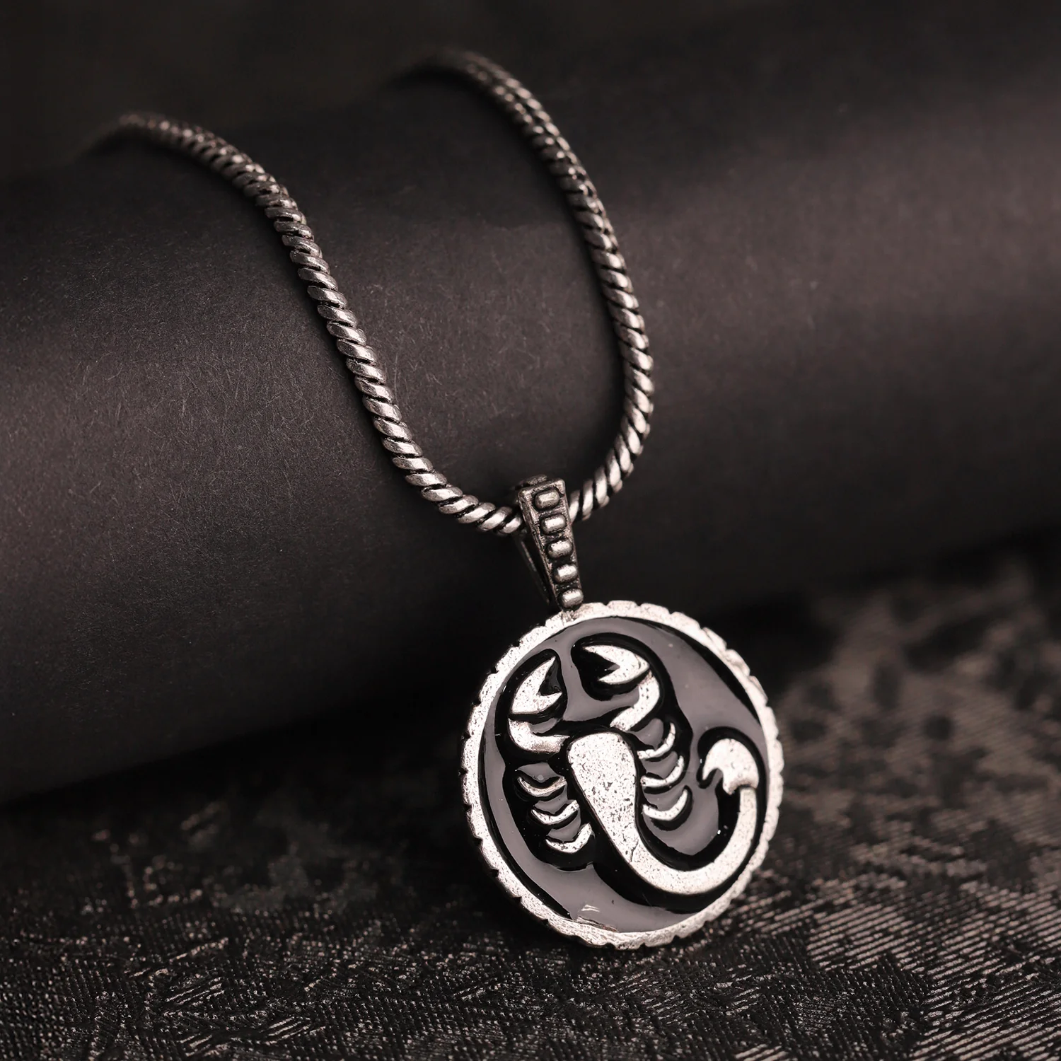 Evil Eye Scorpio Zodiac Black Oxidised Pendant