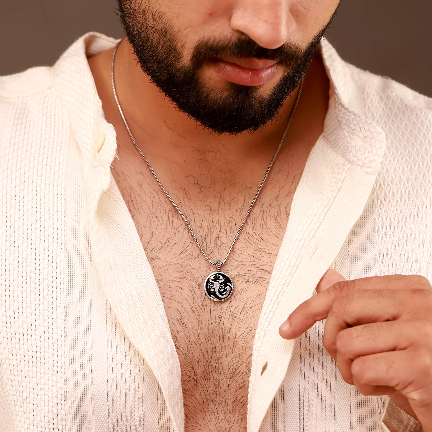 Evil Eye Scorpio Zodiac Black Oxidised Pendant - Image 2