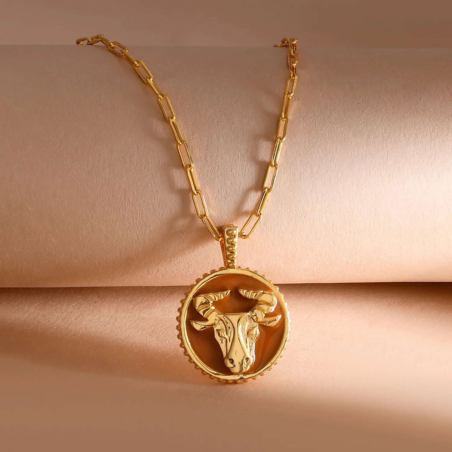 Zodiac Taurus And Evil Eye Reversible Pendant