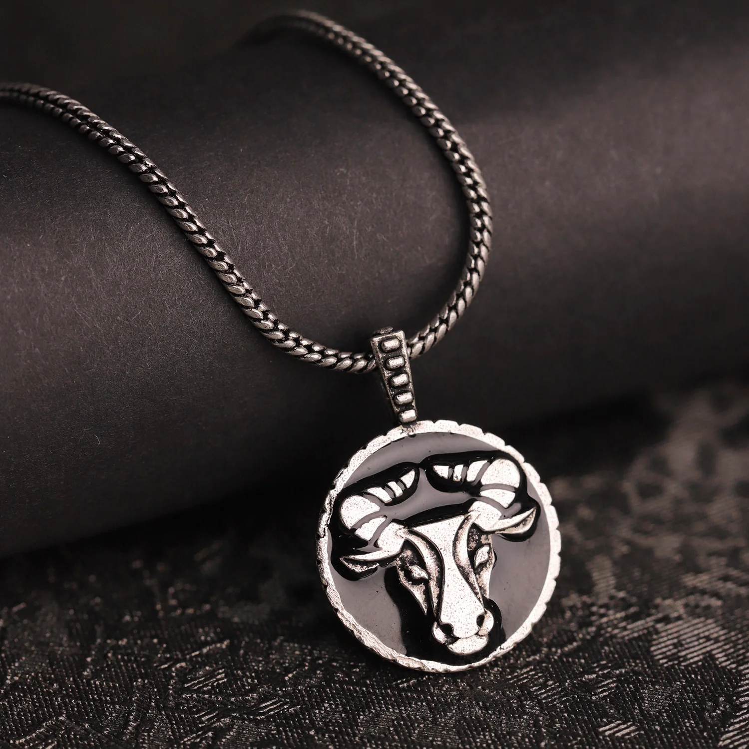 Evil Eye Taurus Zodiac Black Oxidised Pendant