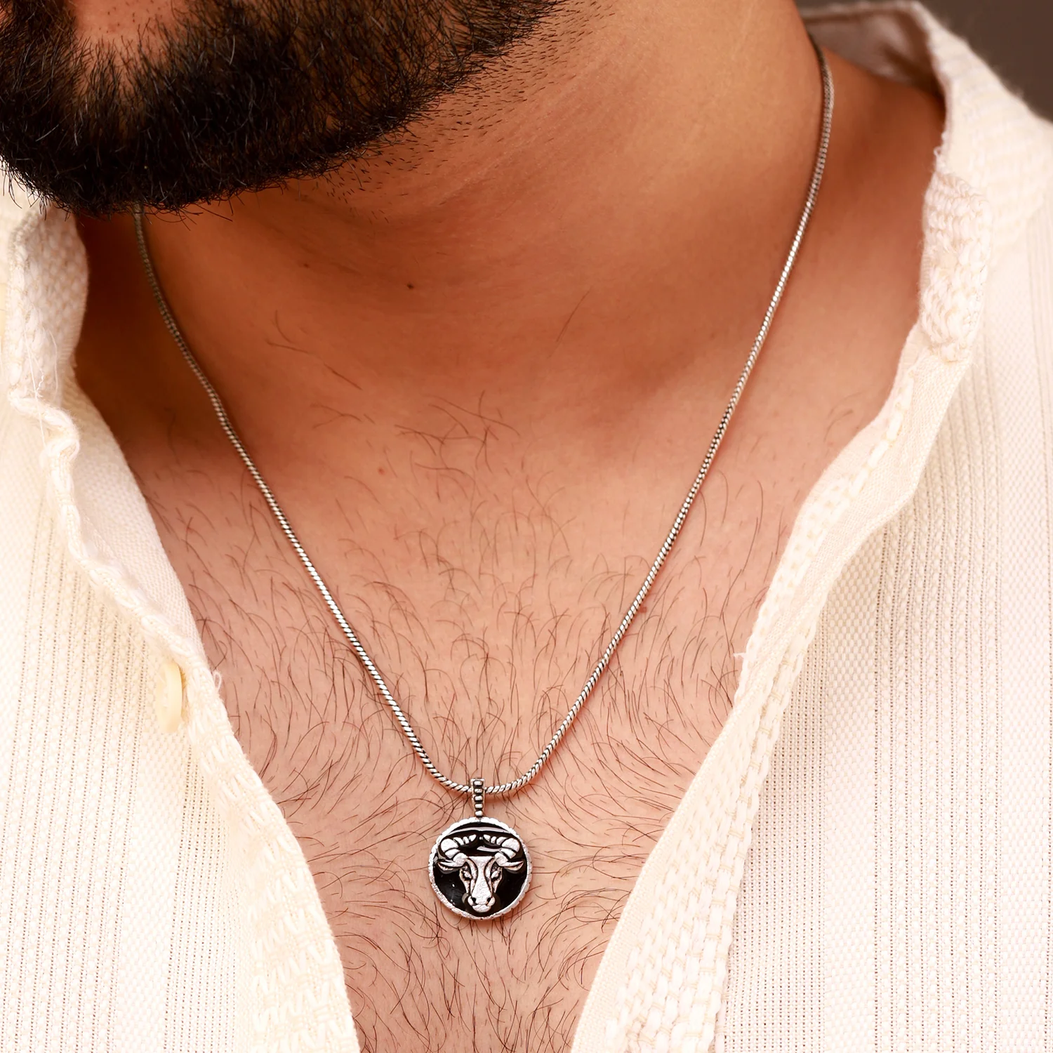 Evil Eye Taurus Zodiac Black Oxidised Pendant - Image 2