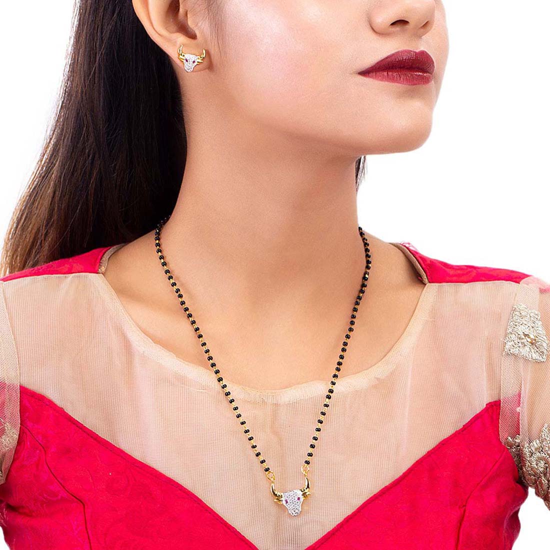 Zodiac Taurus Mangalsutra with Earrings - Image 2